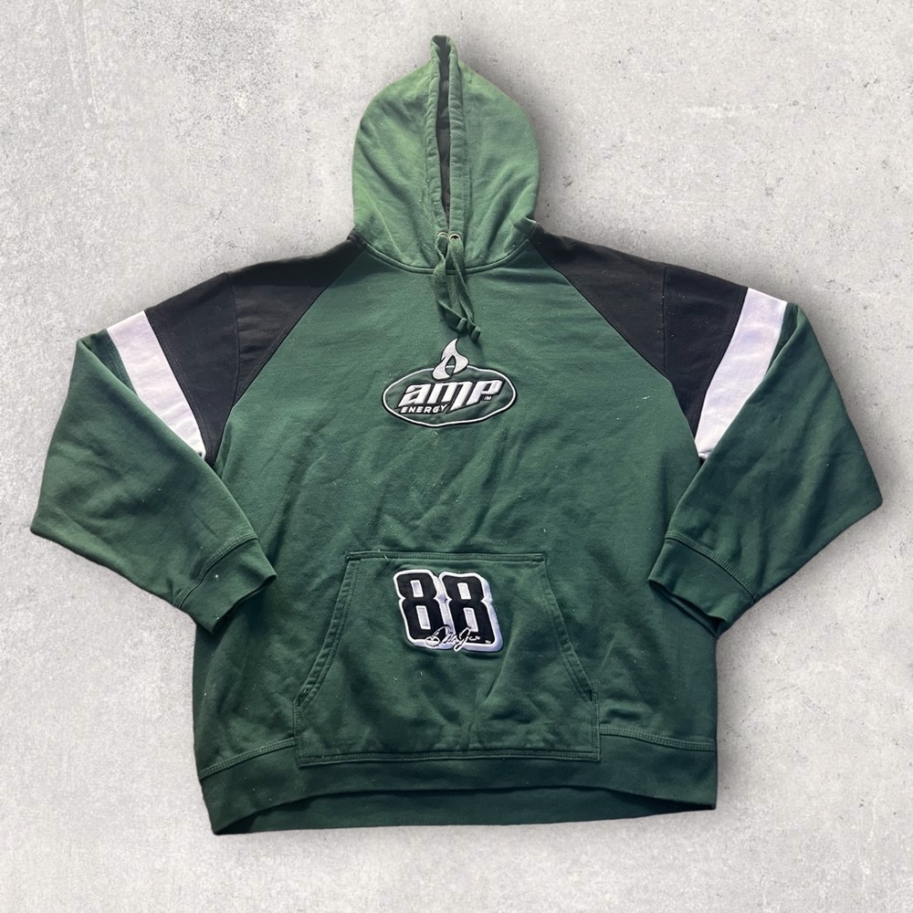Vintage NASCAR Dale Jr Embroidered Logo Hooded Sweatshirt Green